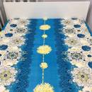 Ga chống thấm họa tiết hoa vẽ cổ điển xanh biển màu sáng 130x130px