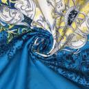 Ga chống thấm họa tiết hoa vẽ cổ điển xanh biển màu sáng 130x130px