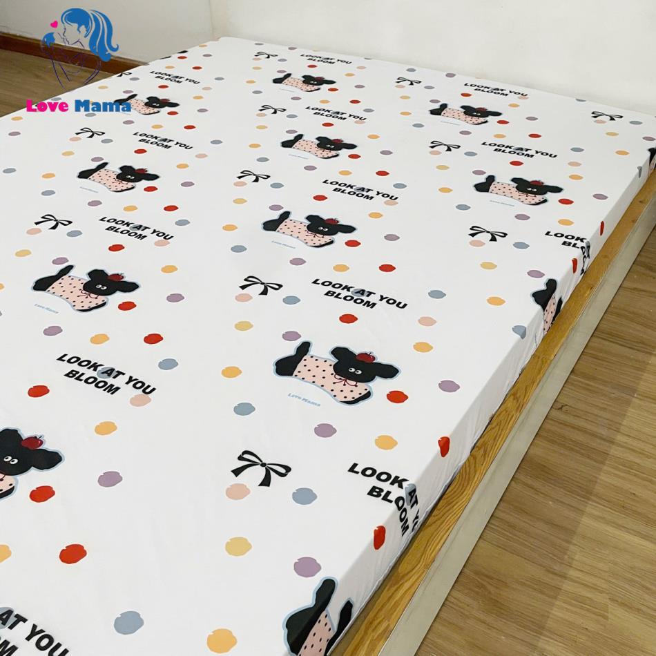 Ga giường chống thấm thun Cotton họa tiết cún cưng Ga giường chống thấm thun Cotton họa tiết cún cưng